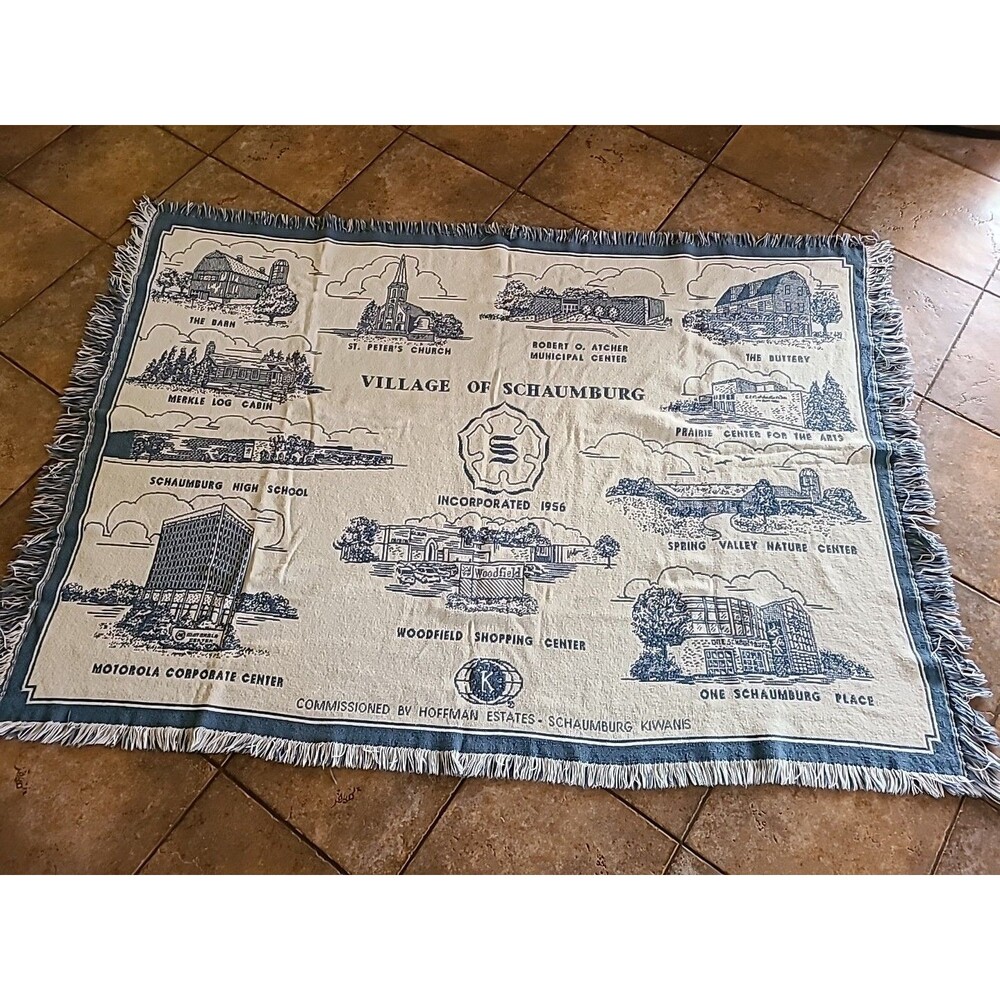 We Love Country Throw Blanket, Schaumburg 65"×45" Blue & White Excel No Snags